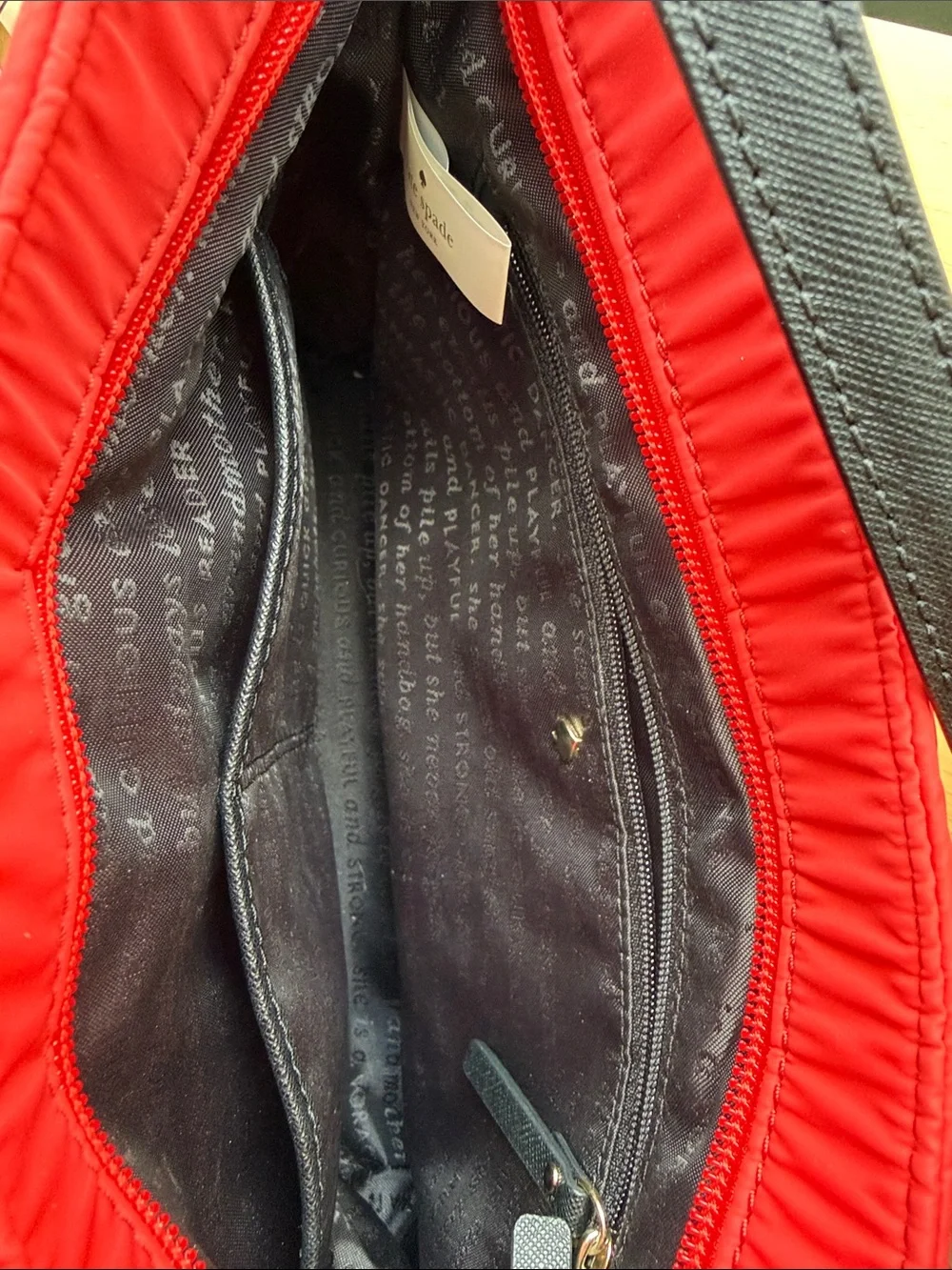kate spade red quilted crossbody with bow and black strap